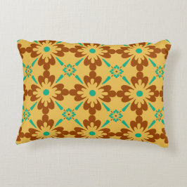 Turqouise Brown and Yellow Spanish Tile Muster Zierkissen