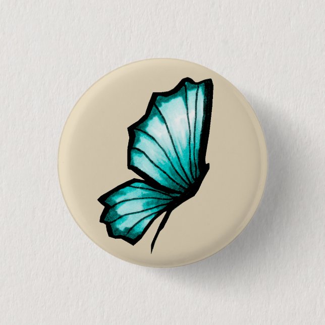 Turquesa Schmetterling Button (Vorderseite)