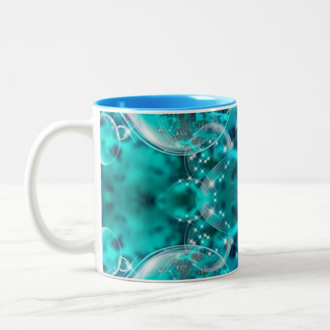 Turquiose Aqua Design auf zwei Tasse (Links)