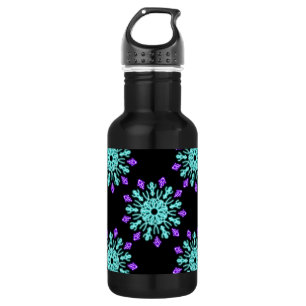Turquiose und lila neonale Blume Edelstahlflasche