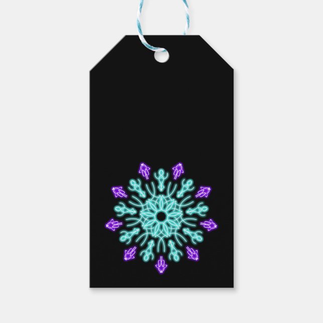 Turquiose und lila neonale Blume Geschenkanhänger (Vorderseite)