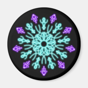 Turquiose und lila neonale Blume Magnet