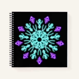 Turquiose und lila neonale Blume Notizbuch