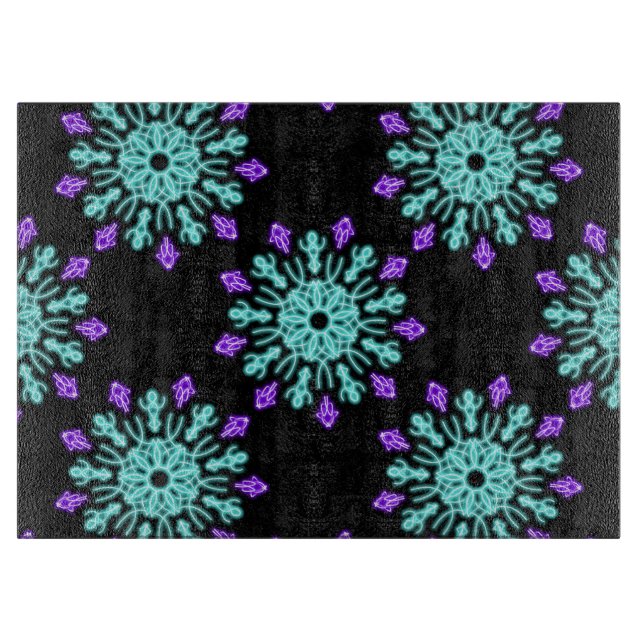 Turquiose und lila neonale Blume Schneidebrett (Vorderseite)
