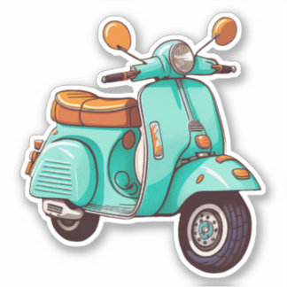 Turquiose Vespa Motor Scooter Aufkleber