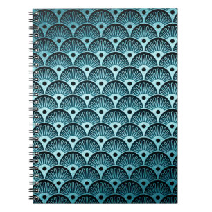 Turquise,Art Deko,Vintag,schön,Muster,niedlich,b Notizblock