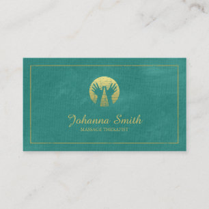 Turquois Leinwand, Goldrahmen, übergibt Terminkarte