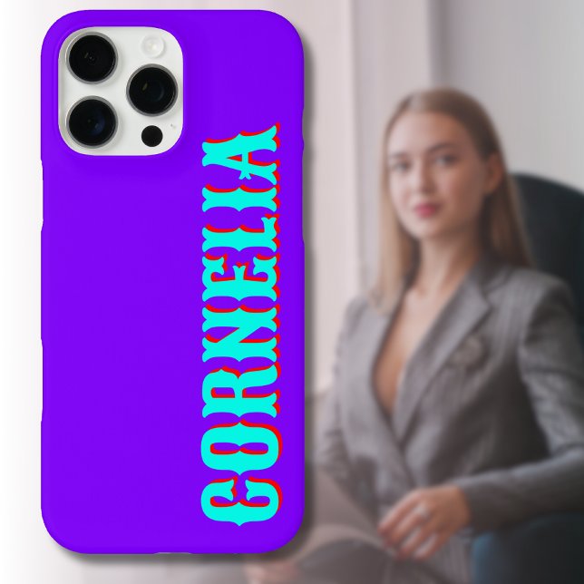 Turquoise 3D Red Modern Name | Funny Neon Indigo Case-Mate iPhone Hülle (Von Creator hochgeladen)