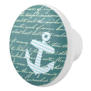 Turquoise Anchor Nautical Drawer Knopf Keramikknauf