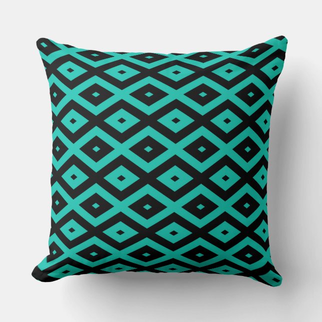 Turquoise and black diamond pattern kissen (Vorderseite)