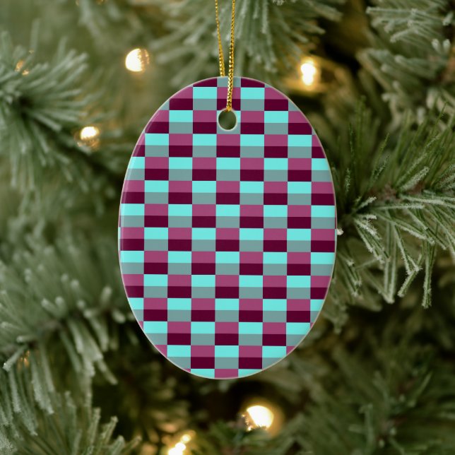 Turquoise and Purple Color Combination Keramik Ornament (Baum)
