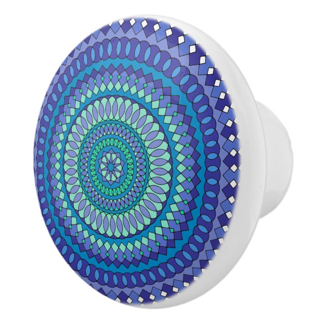 Turquoise and teal blue mandala pattern classic ro keramikknauf (Rechts)