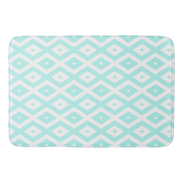 Turquoise and white diamond pattern badematte (Vorderseite)