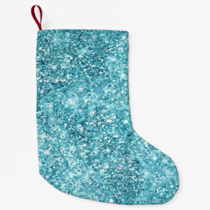 Turquoise Aqua Glitz Glitzer Kleiner Weihnachtsstrumpf