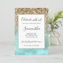 Turquoise Aqua Gold Glam Glitzer Sparkone Einladung