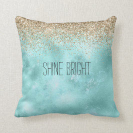 Turquoise Aqua Gold Glam Glitzer Sparkone     Kissen