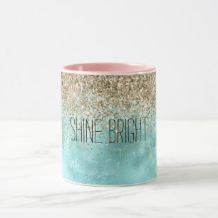 Turquoise Aqua Gold Glam Glitzer Sparkone   Tasse