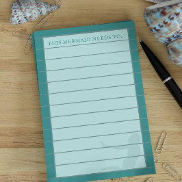 Turquoise Aqua Lined Mermaid Post it Notes Post-it Klebezettel