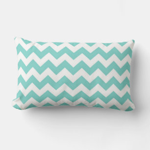 Turquoise Aqua White Chevron Zig Zag Pattern Lendenkissen