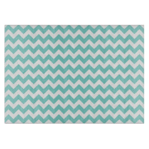 Turquoise Aqua White Chevron Zig Zag Pattern Schneidebrett