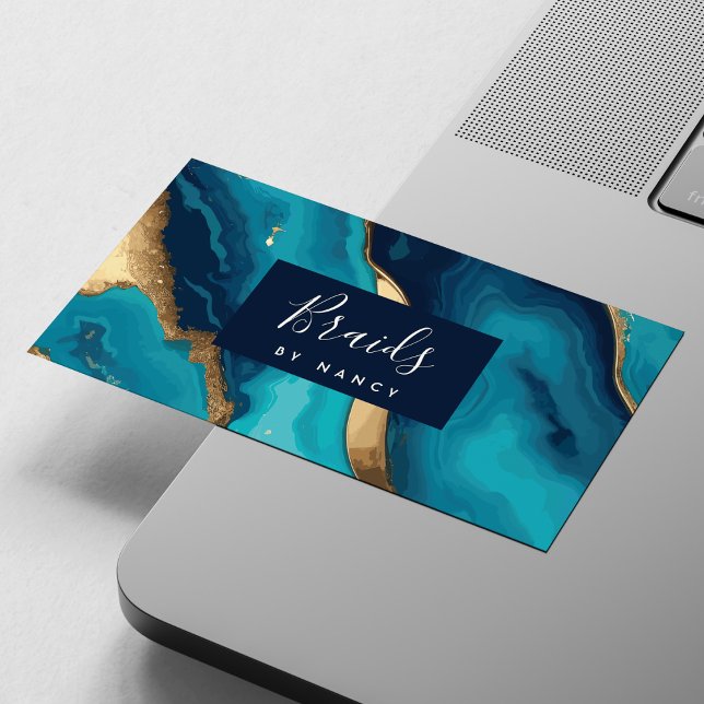 Turquoise Aquamarin Agate Braids Business Card Visitenkarte (Von Creator hochgeladen)