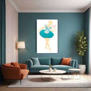 Turquoise Ballerina und Diamond-Rose Poster