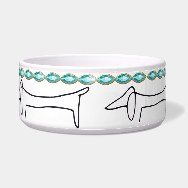 Turquoise Bling Dachshund Pet Napf (Vorderseite)
