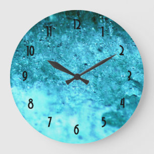 Turquoise Blue Abstract Texture Große Wanduhr