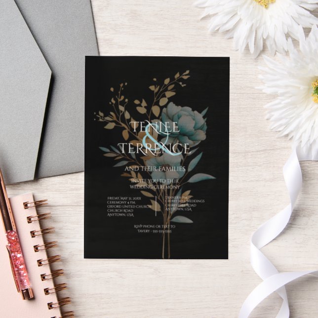 Turquoise Blue and Gold Color Floral Wedding  (Hochzeit)