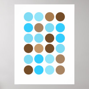 Turquoise Blue & Brown Dots Modern Pattern Poster