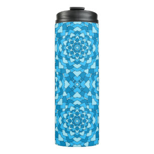 Turquoise blue floral geometric seamless pattern i thermosbecher