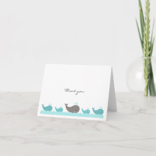 Turquoise Blue Gray Whales Thank You Notes Dankeskarte