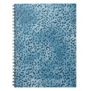 Turquoise Blue Leopard Print Glitter        Notizblock