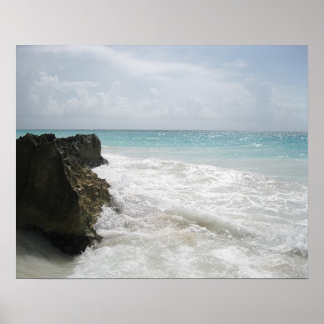 Turquoise Blue Ocean with Foamy Waves Seascape Poster (Vorne)
