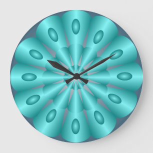 Turquoise Blue Silk Optical Illusion Wall Clock Große Wanduhr