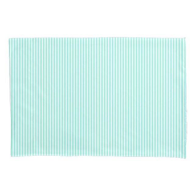 Turquoise Blue Stripes Coastal Kissenbezug (Vorderseite)