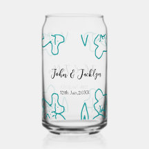 Turquoise blue wedding couple name date flstylish