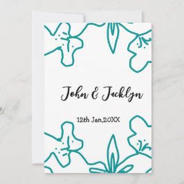 Turquoise blue wedding couple name date flstylish  einladung