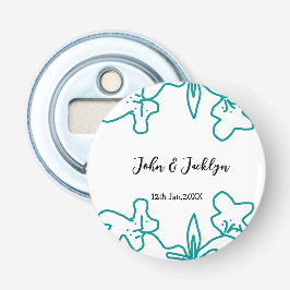 Turquoise blue wedding couple name date flstylish  flaschenöffner
