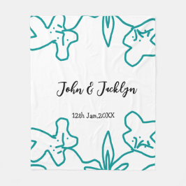 Turquoise blue wedding couple name date flstylish  fleecedecke