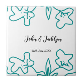 Turquoise blue wedding couple name date flstylish  fliese