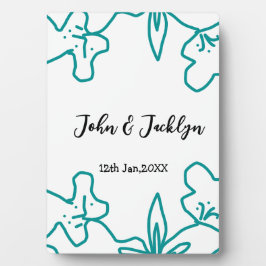 Turquoise blue wedding couple name date flstylish  fotoplatte