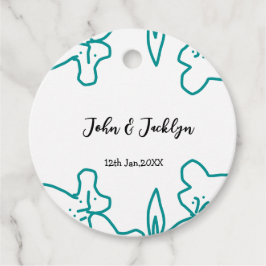 Turquoise blue wedding couple name date flstylish  geschenkanhänger