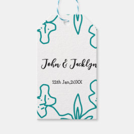 Turquoise blue wedding couple name date flstylish  geschenkanhänger