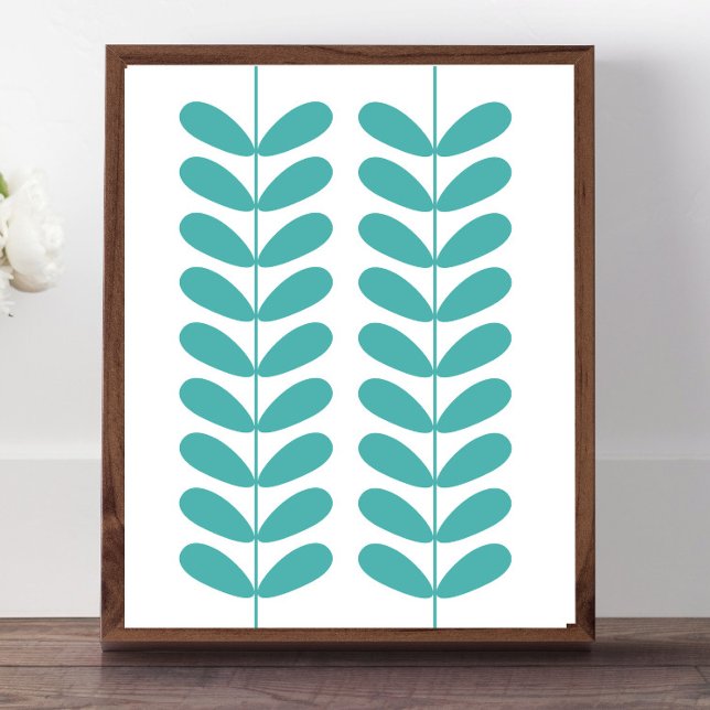 Turquoise Blume Buds Mid Century Modernes Retro Poster (Von Creator hochgeladen)