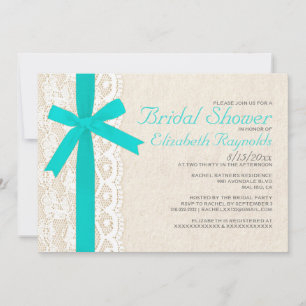 Turquoise Bow & Lace Bridal Einladungen
