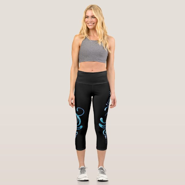 Turquoise Breathe  Capri Leggings (Vorderseite)