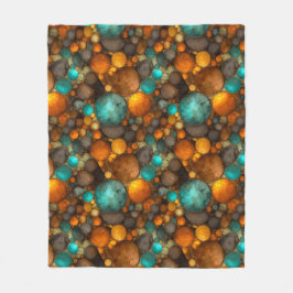 Turquoise Brown Abstract Fractal Pattern Fleecedecke