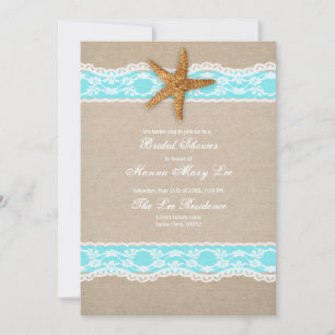 Turquoise Burlap Lace Bridal Dusche Einladung