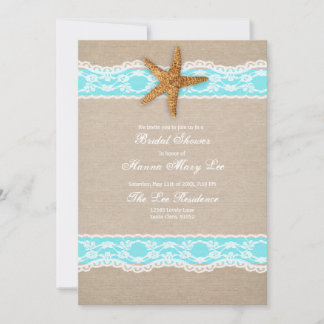 Turquoise Burlap Lace Bridal Dusche Einladung